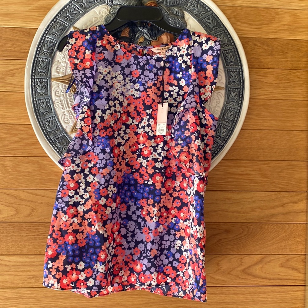 Juicy Couture Floral Ruffle Sleeveless Blouse